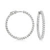 Ross-simons Diamond Inside-outside Hoop Earrings In 14kt White Gold In Silver