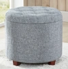 Posh Habitat Donovan Round Tufted Linen Storage Ottoman