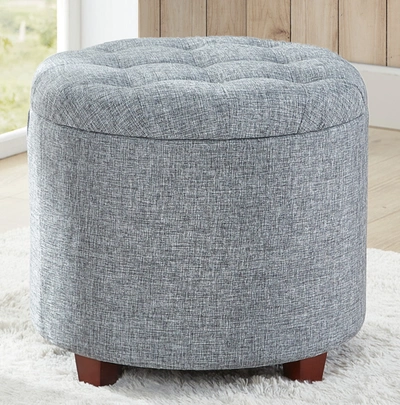 Posh Habitat Donovan Round Tufted Linen Storage Ottoman