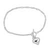 Mimi & Max Heart Charm Bracelet On 2mm Oval Link Chain In Sterling Silver - 7.5 In. In Silver