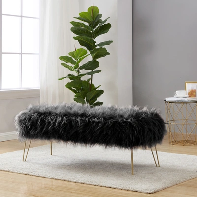 Posh Habitat Faux Fur Bench Ottoman
