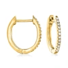 Ross-simons Diamond Huggie Hoop Earrings In 14kt White Gold In Gold