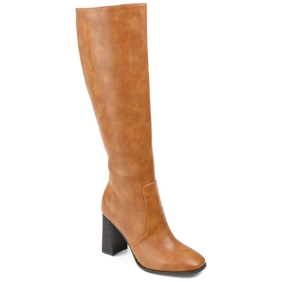 Journee Collection Karima Vegan Leather Tall Boot In Cognac