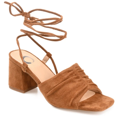 Journee Collection Felisity Vegan Lace-up Tie Pump In Cognac