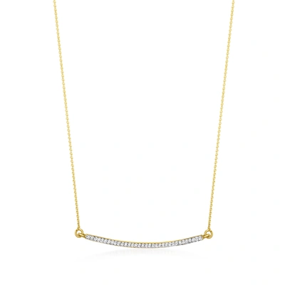 Rs Pure Ross-simons Diamond Curved Bar Necklace In 14kt Yellow Gold In White
