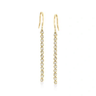 Ross-simons Diamond Linear Drop Earrings In 14kt Yellow Gold In Silver