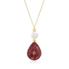Ross-simons Ruby And Cultured Pearl Drop Necklace In 14kt Yellow Gold In Gold