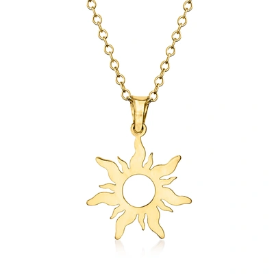 Rs Pure Ross-simons 14kt Yellow Gold Sun Pendant Necklace In White