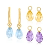 Ross-simons Interchangeable Jewelry Set: 8.00ct. T. W. Multi-gemstone C-hoop Drop Earrings In 14kt Yellow Gold In Purple