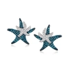 Ross-simons Blue And White Diamond Starfish Earrings In Sterling Silver In Blue