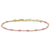 Mimi & Max Pink Enamel 1.5mm Ball Link Bracelet In Sterling Silver - 6.5+1 In. In Pink