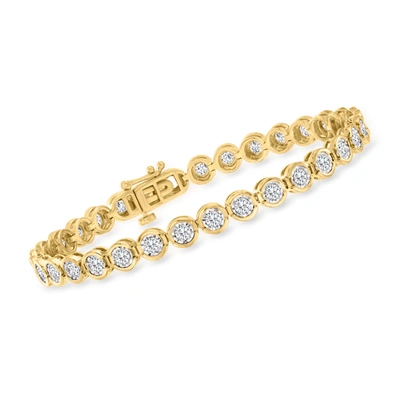 Ross-simons 3.00- Bezel-set Diamond Tennis Bracelet In 18kt Gold Over Sterling In Silver
