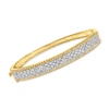 Ross-simons Diamond Beaded-edge Bangle Bracelet In 18kt Gold Over Sterling In Silver
