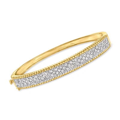 Ross-simons Diamond Beaded-edge Bangle Bracelet In 18kt Gold Over Sterling