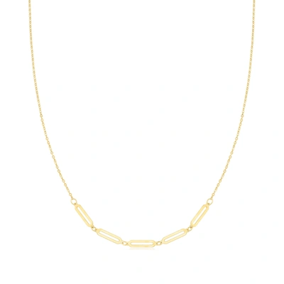 Canaria Fine Jewelry Canaria Italian 10kt Yellow Gold 5-station Paper Clip Link Necklace In White