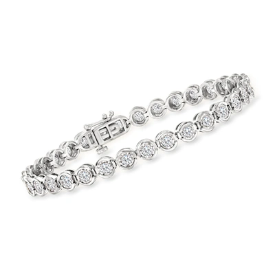 Ross-simons 3.00- Bezel-set Diamond Tennis Bracelet In Sterling Silver