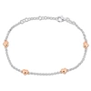 Mimi & Max Four Pink Heart Charm Station Bracelet In Rose And Sterling Silver - 7+1 In. In Orange