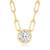 ROSS-SIMONS BEZEL-SET DIAMOND SOLITAIRE PAPER CLIP LINK NECKLACE IN 14KT YELLOW GOLD