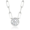 ROSS-SIMONS BEZEL-SET DIAMOND SOLITAIRE PAPER CLIP LINK NECKLACE IN 14KT WHITE GOLD