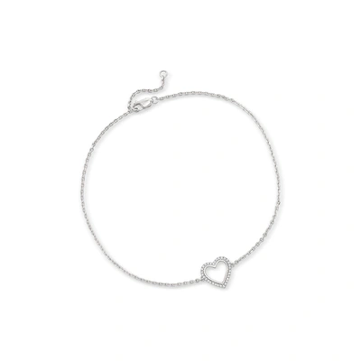 Rs Pure Ross-simons Diamond Heart Anklet In Sterling Silver