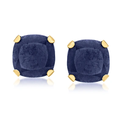 Canaria Fine Jewelry Canaria Sapphire Martini Stud Earrings In 10kt Yellow Gold In Blue