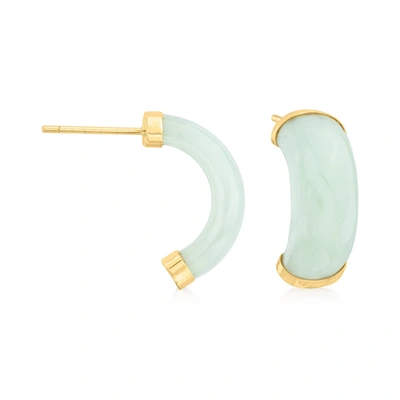 Canaria Fine Jewelry Canaria Jade C-hoop Earrings In 10kt Yellow Gold In Green