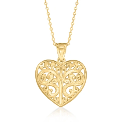 Canaria Fine Jewelry Canaria 10kt Yellow Gold Filigree Heart Pendant Necklace