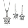 Ross-simons Sterling Silver Turtle Jewelry Set: Necklace And Drop Earrings In Silver