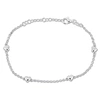 Mimi & Max Four Heart Charm Station Bracelet On Diamond Cut Rolo Chain In Sterling Silver- 7+1 In. In Silver