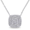 Mimi & Max 1/2ct Tdw Diamond Layered Halo Pendant With Chain In Sterling Silver In Silver