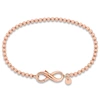 Mimi & Max Pink Bead Link Bracelet W/infinity Clasp In Rose Silver - 7.5 In. In Gold