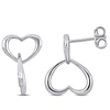 Mimi & Max Double Heart Drop Earrings In Sterling Silver In Silver