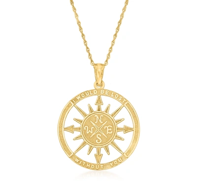 Ross-simons 14kt Yellow Gold Compass Pendant Necklace In White