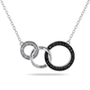 Mimi & Max 1/10ct Tdw Diamond Circle Link Necklace In Sterling Silver With Black Rhodium In Black