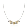 ROSS-SIMONS DIAMOND RONDELLE BEAD NECKLACE IN 2-TONE STERLING SILVER