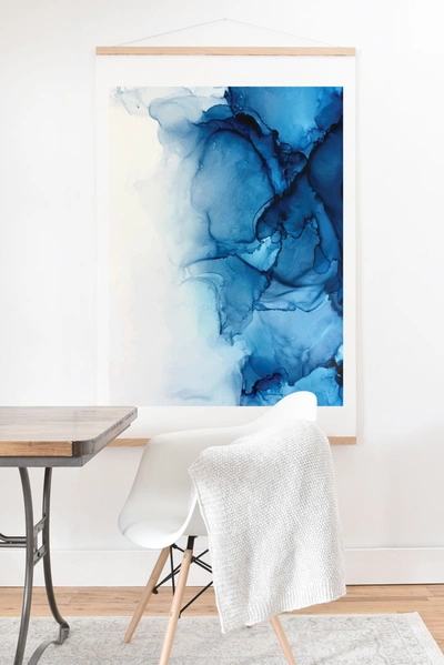 Deny Designs Elizabeth Karlson Blue Tides Abstract Art Print With Oak Hanger