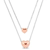 Mimi & Max Double Strand Two-heart Rose Necklace W/lobster Clasp Sterling Silver - 16+18 In. In Orange
