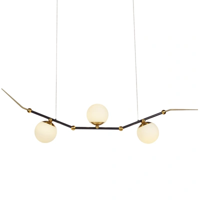 Vonn Lighting Chianti Vac3123ab 54" Integrated Led Linear Chandelier Lighting Fixture In Antique Brass With 3 Glas