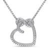 Mimi & Max Diamond Heart Infinity Pendant With Chain In Sterling Silver In Silver