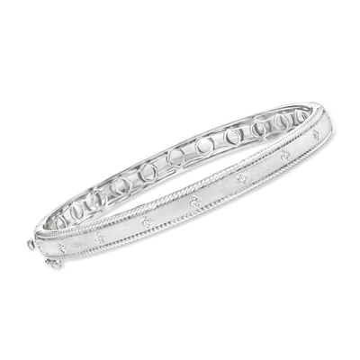 Ross-simons Diamond Clover Bangle Bracelet In Sterling Silver In Multi