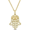Mimi & Max Hamsa Charm Pendant W/ Chain In 18k Yellow Gold Plated Silver - 17.5+1.5 In. In Gold