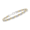 Ross-simons Sterling Silver And 14kt Yellow Gold Byzantine Station Bracelet In Silver