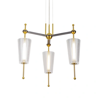 Vonn Lighting Toscana Vap2103ab 26" Integrated Led Pendant Lighting Fixture With Glass Shades In Antique Brass In Gold