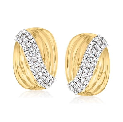 Ross-simons Diamond Curve Earrings In 14kt Yellow Gold