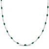 Mimi & Max Green Enamel Bead Station Necklace In Sterling Silver - 18 In. In Green