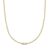 Mimi & Max Ball Link Necklace With White Enamel In Yellow Silver - 15+2 In. In Gold