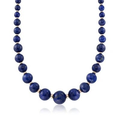 Ross-simons 6-18mm Graduated Blue Lapis Bead Necklace With 14kt Yellow Gold