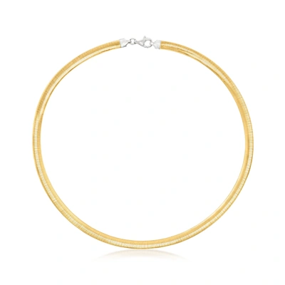Ross-simons Italian 6mm Reversible Omega Necklace In Sterling Silver And 18kt Gold Over Sterling