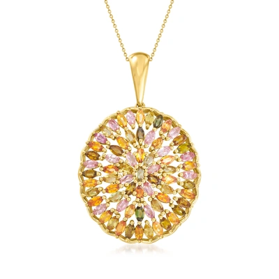 Ross-simons Multicolored Tourmaline Pendant Necklace In 18kt Gold Over Sterling