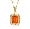 Ross-simons Fire Opal And . Diamond Pendant Necklace In 14kt Yellow Gold In Orange